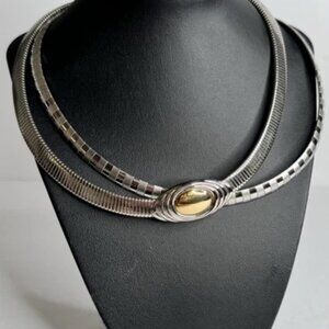 Kenneth Jay Lane KJL Silver Necklace -  Omega - Two Necklaces